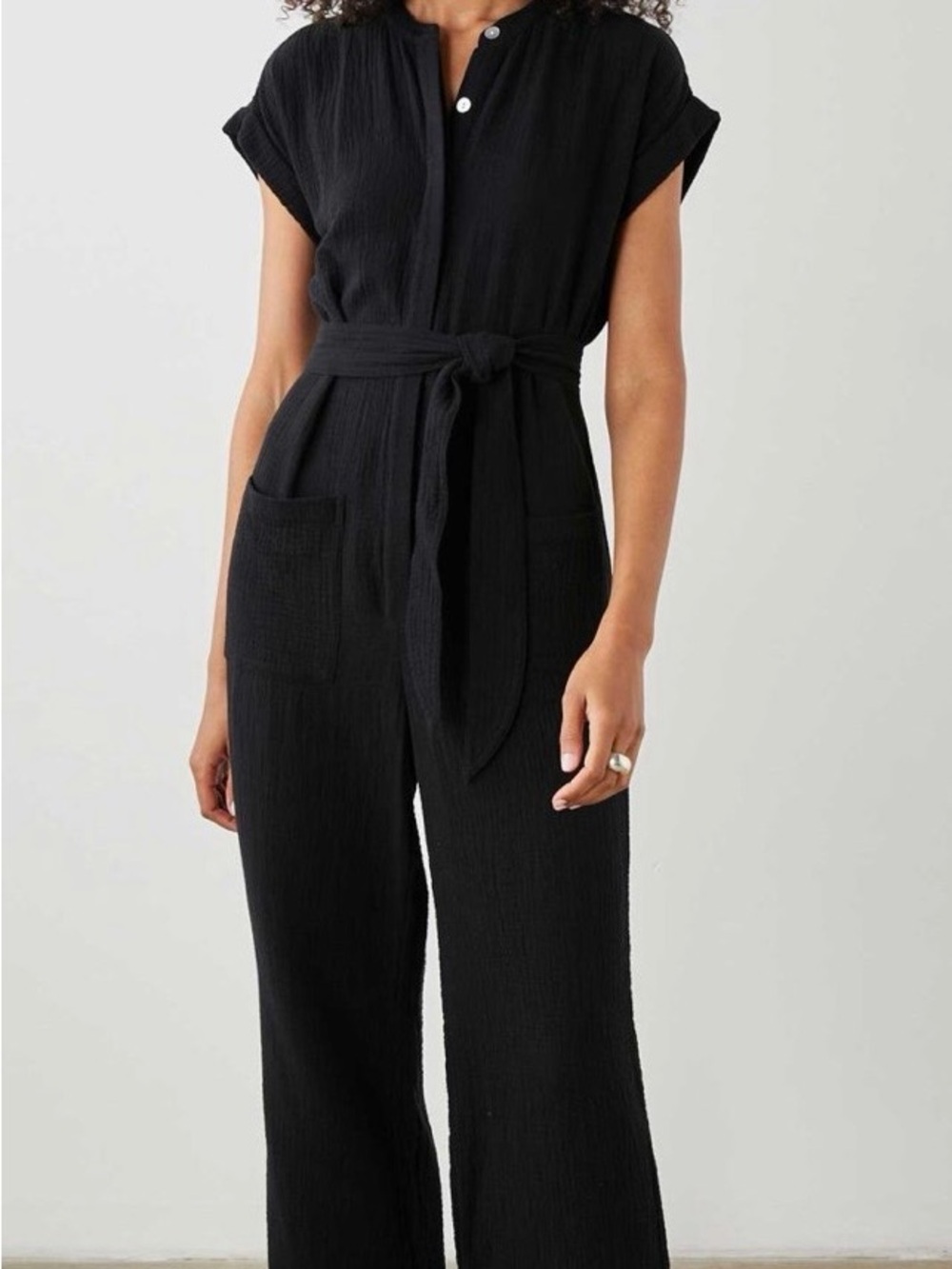 Rails Black cotton gauze Tie-Waist Jumpsuit New without tags
